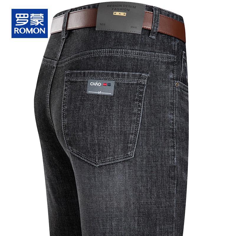 ROMON Мужские плотные осенне-зимние эластичные джинсы прямого кроя