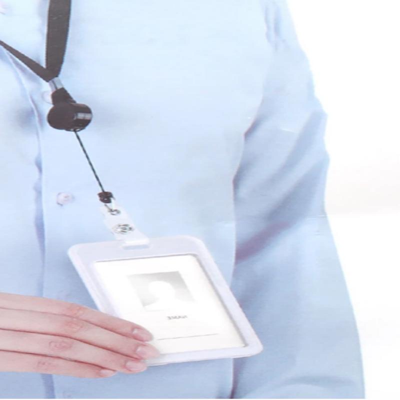 Extendable ID Card Holder Transparent Badge Case with 40cm Retractable Reel