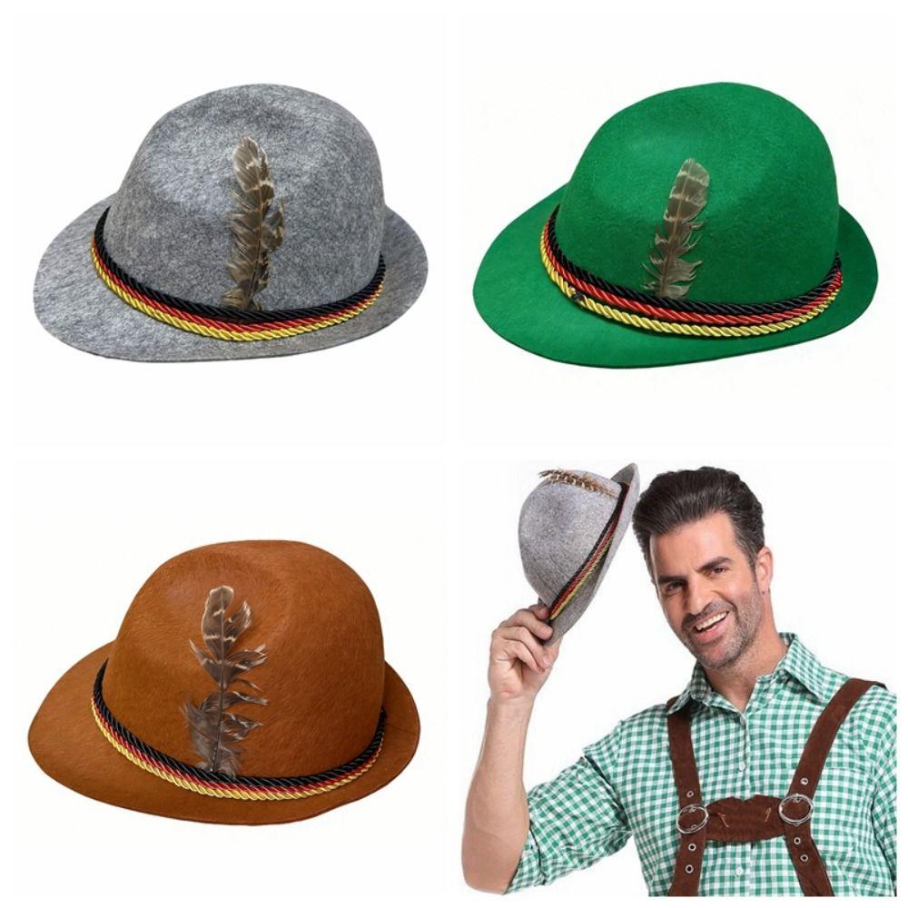 Dress Up Feather Decors Hat Bavarian Costume Cosplay Cap Oktoberfest Hat Halloween Props