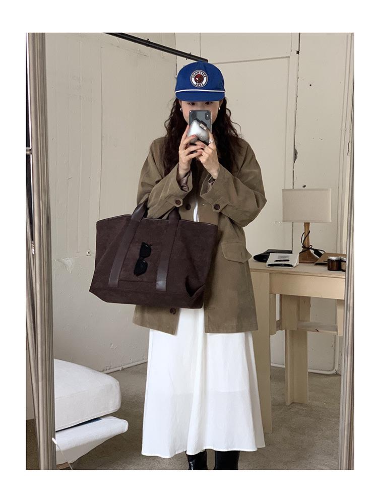 Женская сумка в корейском стиле, ретро из замши - Большая вместительная модная сумка-тоут (2024) от Rourouchen