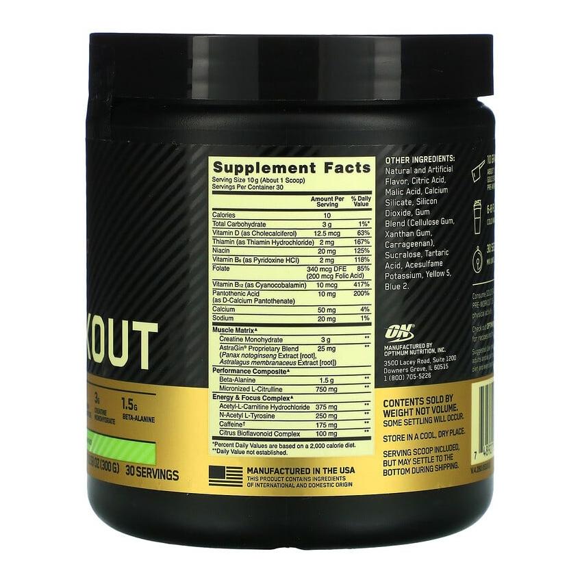 Pre-Workout Supplement Green Apple (300 G), Gold Standard Pre-Workout Green Apple, Optimum Nutrition