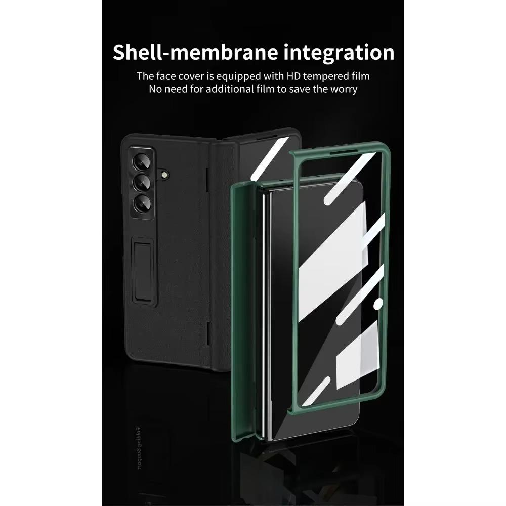 Роскошный Бизнес Невидимый Регулируемый Держатель Пленка из Закаленного Стекла Чехол для Телефона для Samsung Galaxy Z Fold 7 6 5 4 3 Защита Задней Крышки