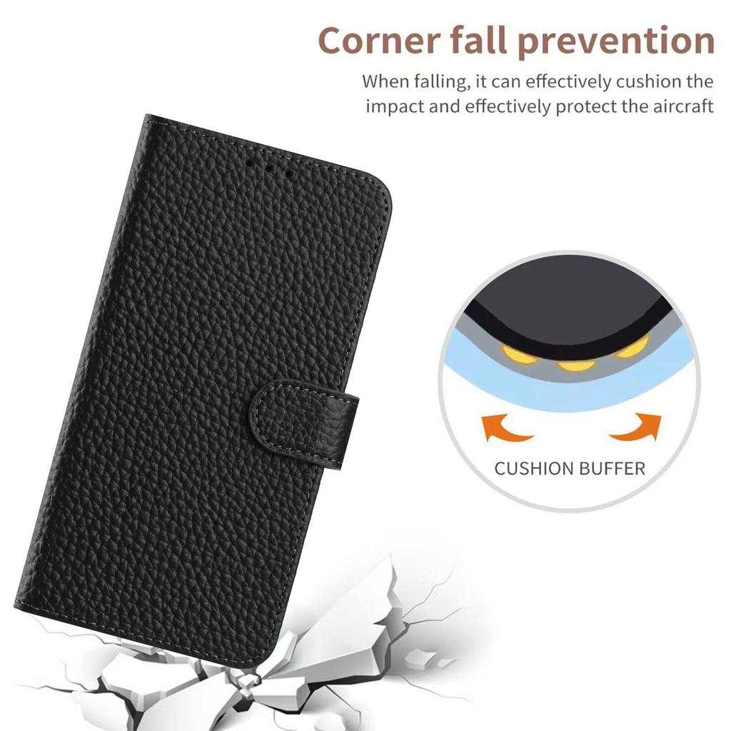 For Samsung Galaxy M36 5G Case Wallet Stand Litchi Texture Genuine Cow Leather Flip Phone Cover