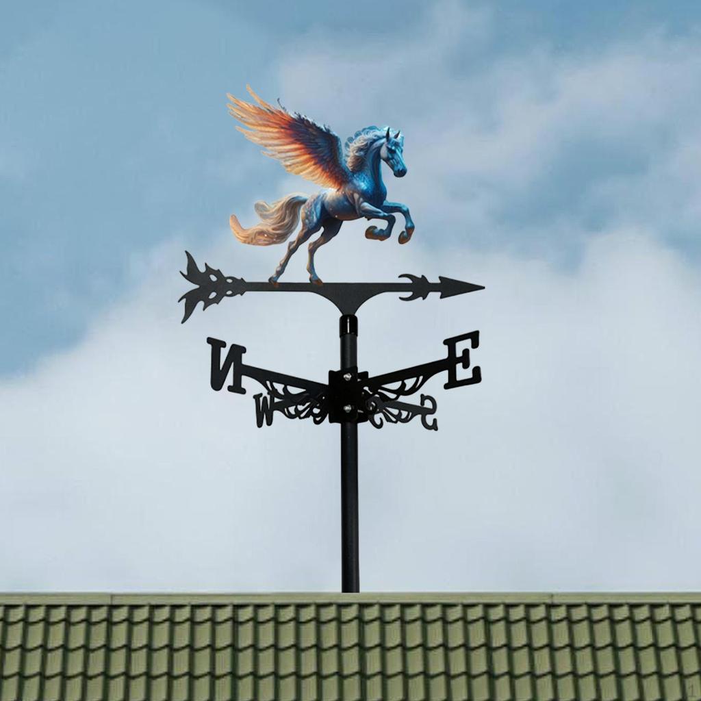 Metal Horse Weathervane Animal Wind Vane Retro Design Decorative Weather Iron Art Ornament for