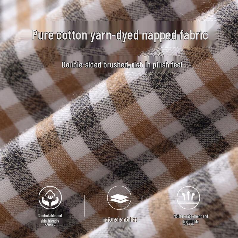 Shanshan Men's Pure Cotton Flannel Long-Sleeve Shirt