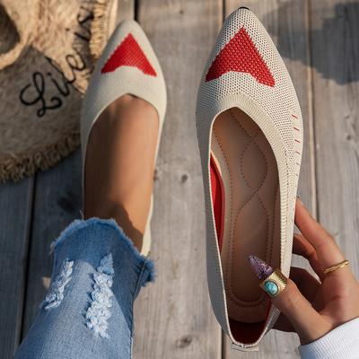 Женские туфли на плоской подошве с острым носком, однотонные, вязаные, слипоны, женские одинарные туфли, повседневные, дышащие, балетки, женские туфли на плоской подошве, лоферы