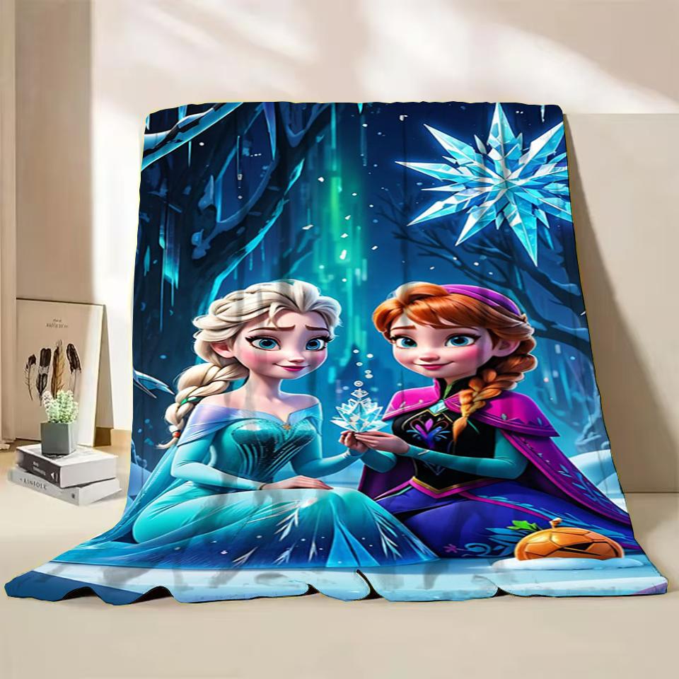Disney Frozen Elsa Princess Childrens Adult Soft Flannel Blanket Fluffy Baby Plush for Bedroom Travel Office Cover Warm Blankets