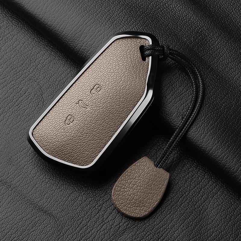 AAABP1 Goatskin Car Key Case Cover For Volkswagen Golf 8 MK8 ID.3 ID.4 Cupra Skoda Octavia A8 SEAT Leon MK4 2020 2021 Formentor Tarraco