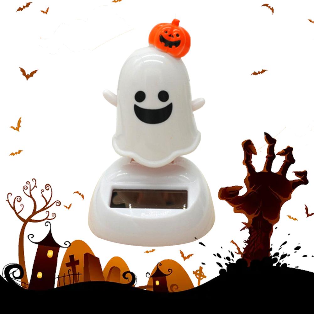 Хэллоуин Счастливый Призрак Солнечная Игрушка Смешной Мультяшный Милый Солнечный Качающийся Настольный Декор Белый Призрак Тыква Кукла Орнамент Автомобиль P3D2