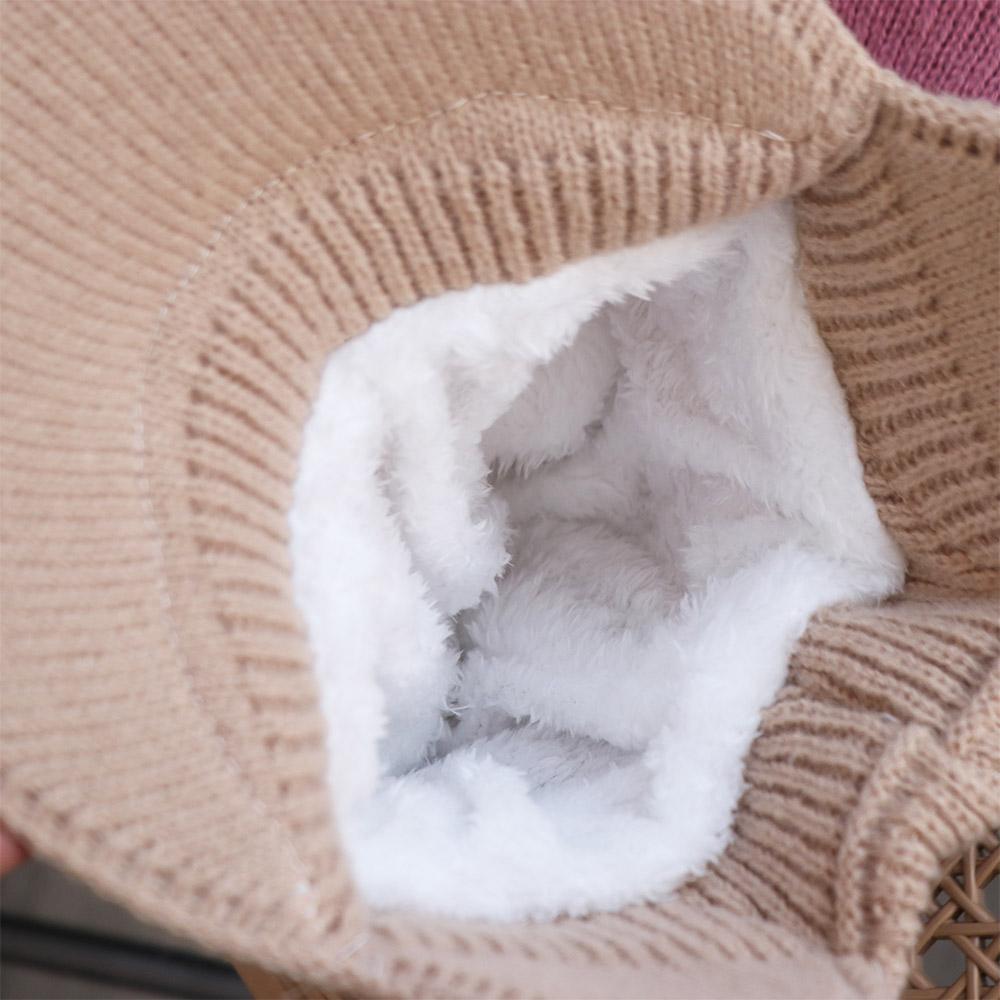 Solid Color Earflaps Hat Windproof Knitted Baseball Hat Fashion Plush Peaked Cap Autumn