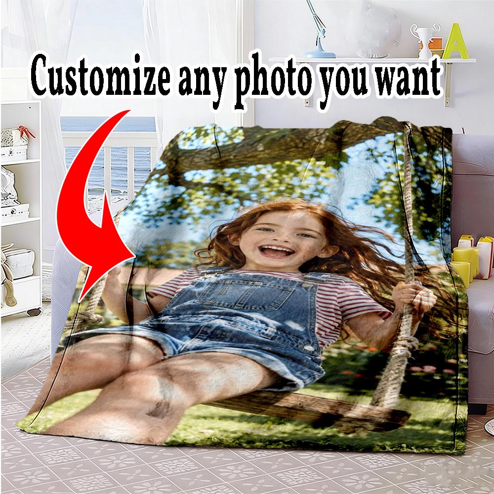 Customize Picture Personalized picture Blanket Cozy Personalized Blanket Ultra-Soft Perfect for Bed Livingroom Home Decor Office Ideal for All Seasons