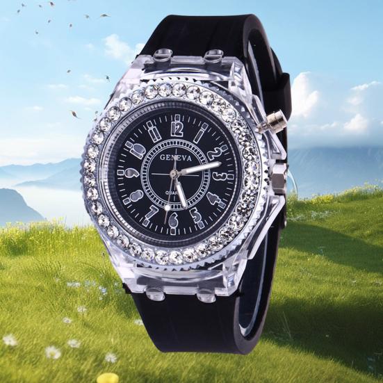 Yousheng Stylish LED Fluorescent Couple Watch Accurate Time Clear Reading Luminous Display Comfortable To Wear Watch