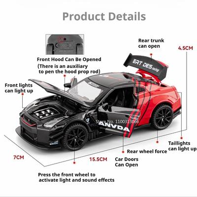 1:Масштаб 32 GTR Honda NEW TYPER Игрушечные Автомобили Модели Двери Открываются С Инерционным Механизмом Миниатюрные Автомобили Свет Звук Транспортные Средства Обучающие Игрушки