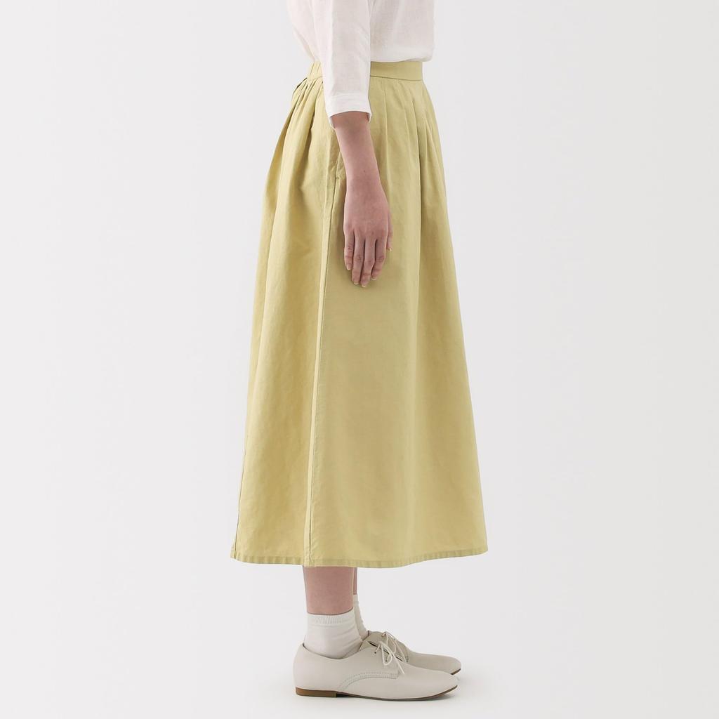 MUJI Women's Hemp Cotton Easy Long Skirt, BE1VBA5S, Yellow, Size L