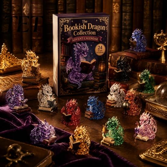 Acrylic Dragon Ornament Set Crystal Advent Calendar 2026, 24 Days Fantasy Reading Book Countdown Calendar, Fairy Tale Theme Party Decor Pcs