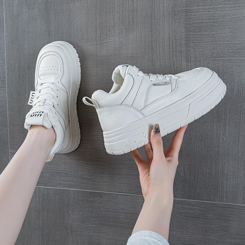 Теплые белые туфли из натуральной кожи с подкладкой, женские, с толстым дном, высокие, хлопковые, спортивные, для отдыха, для катания на доске