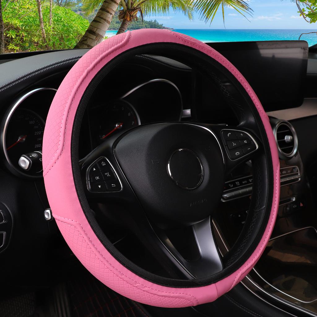 Искусственная кожа Трехмерная тисненая-автомобиль без внутреннего кольца Чехол на руль Автозапчасти для 14,5-15 дюймов