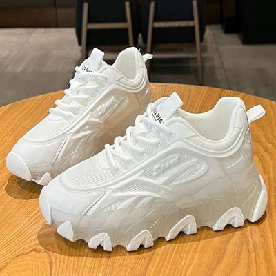 Весенние и летние туфли для папы, женские розовые новые туфли на платформе с тонкой дышащей сеткой, повседневные белые туфли