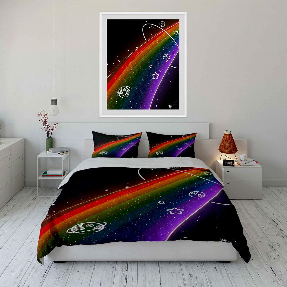 Rainbow Galaxy Bedding Set Bedding Duvet Cover Set Duvet Cover Pillowcases (1 * Duvet Cover 2 * Pillowcases, without duvet insert)