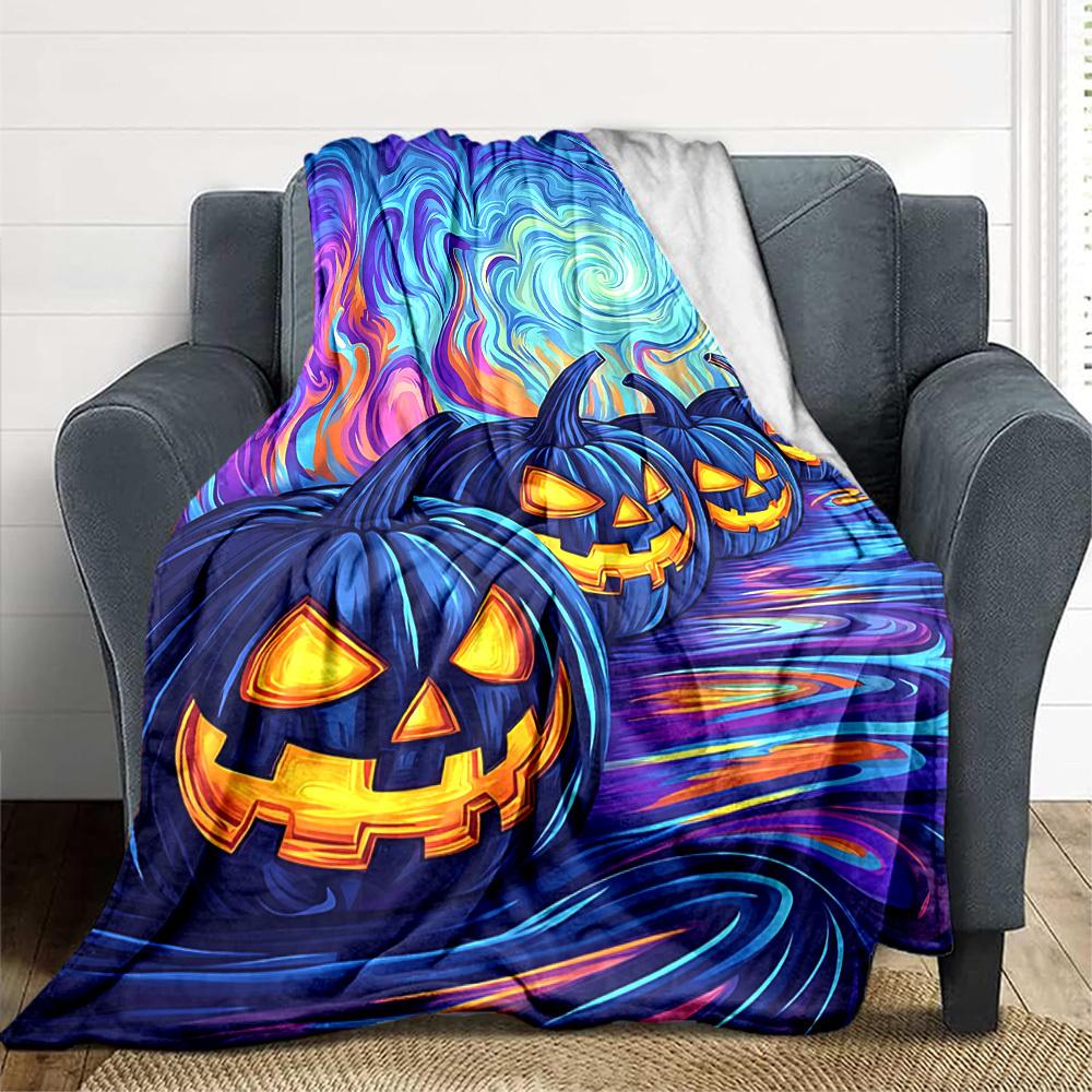 1pc Halloween Pumpkins Blanket Lightweight Flannel Blanket Throw Blanket For Sofa, Bed, Travel, Camping, Livingroom, Office yy251015170