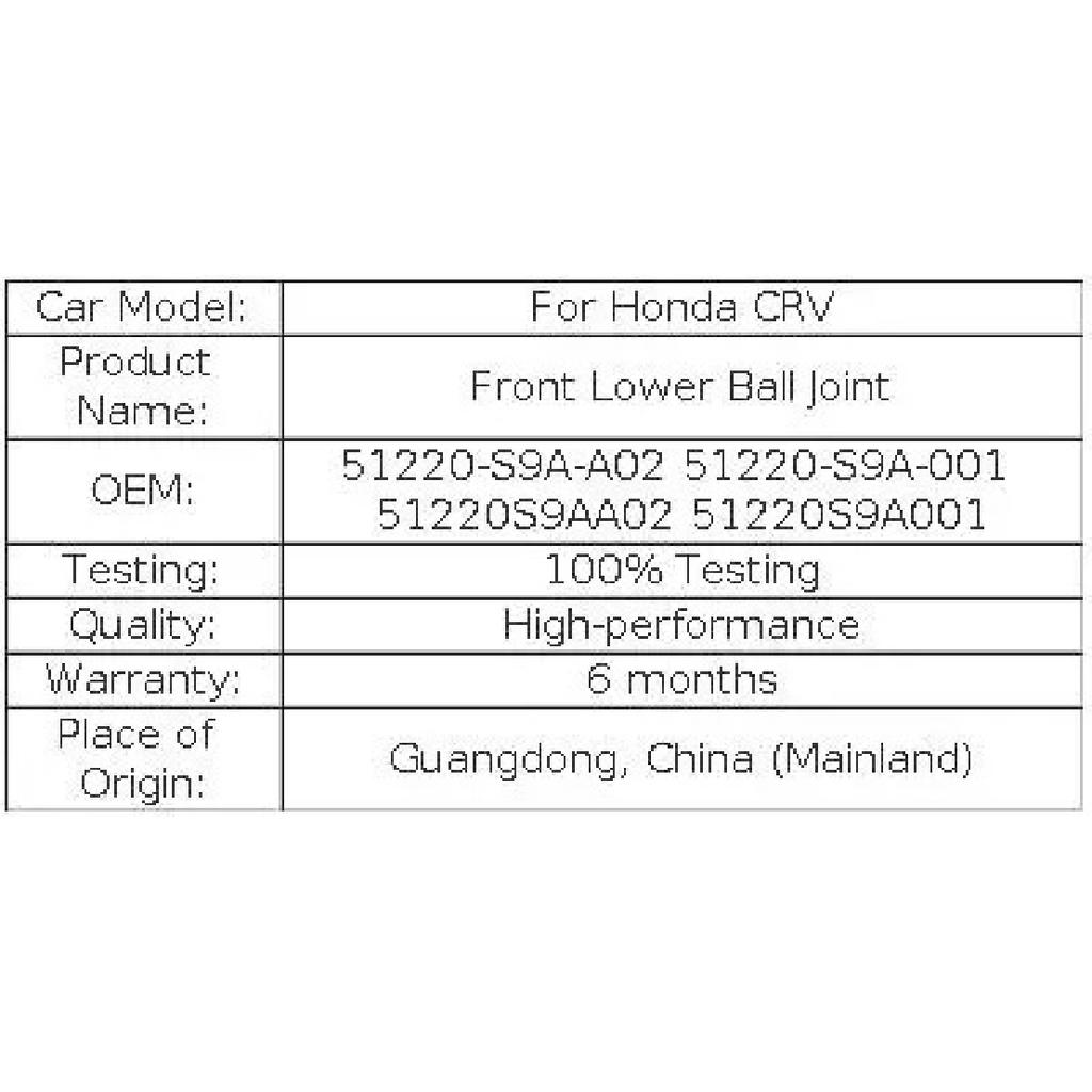Для Honda CRV RD5 RD6 RD7 2002-2006 Нижний шаровой шарнир передней подвески 51220-S9A-A02 51220-S9A-001 51220S9AA02 51220S9A001