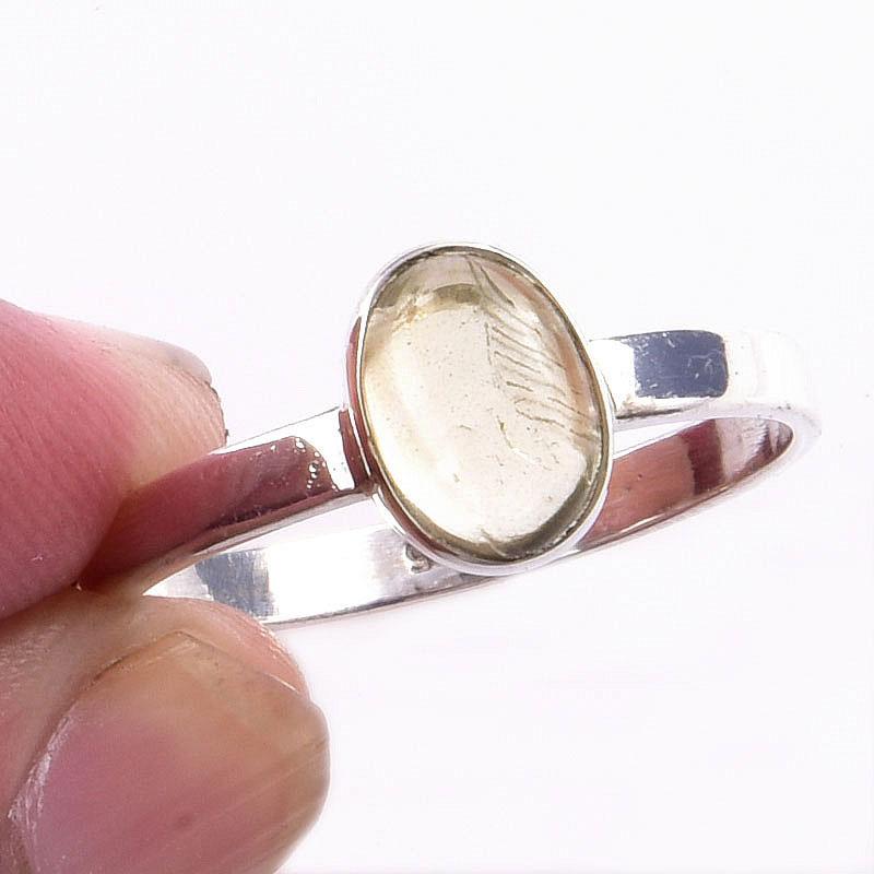 Natural Citrine Gemstone Handmade 925 Solid Sterling Silver Ring Size 9 e9C08