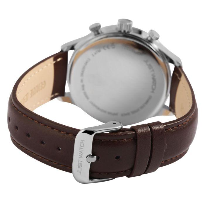 Montre-bracelet homme - Menzie - Cadran vert - Bracelet cuir marron 20 mm - Mouvement quartz VX9NE