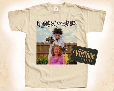 Edward Scissorhands V2 T SHIRT Tee Movie Poster Vintage Natural Tee Sizes S-5XL