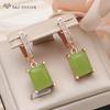 Fashion Cubic Zirconia Rectangle Drop Earrings For Women Elegant Rose Gold Color Jewelry Daily Accessories