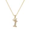 Unisex Fashion Crown A-Z Alphabet Pendant Vintage Chain Necklaces Hip-Hop Style Crystal Zircon Punk MIT