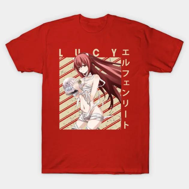 Elfen Lied Одежда с принтом Персонажа Одежда на весь год Оверсайз Новая модель Футболка Одежда с принтом Y2k Короткий рукав Классическая футболка