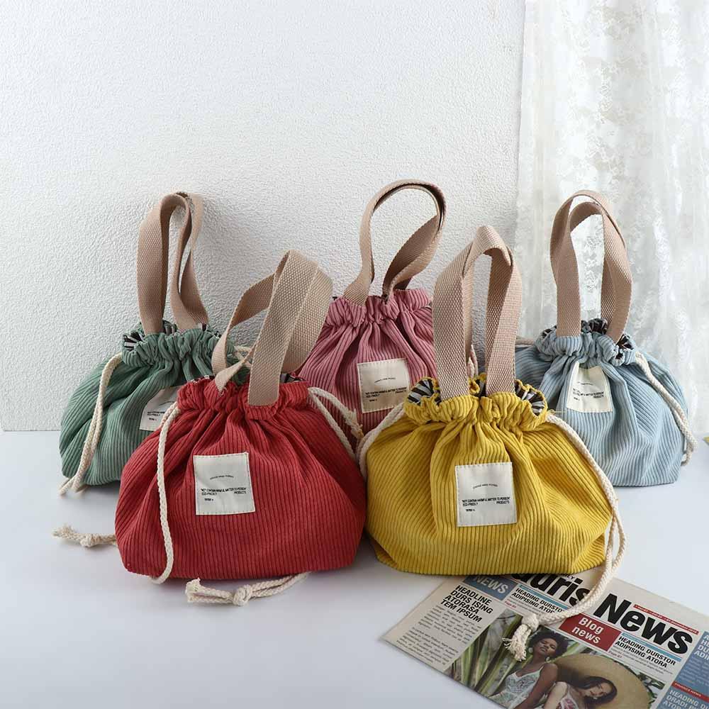 Food Storage Bags Dinner Container Canvas Small Handbag Lunch Box Drawstring Picnic Tote Lunch Bag