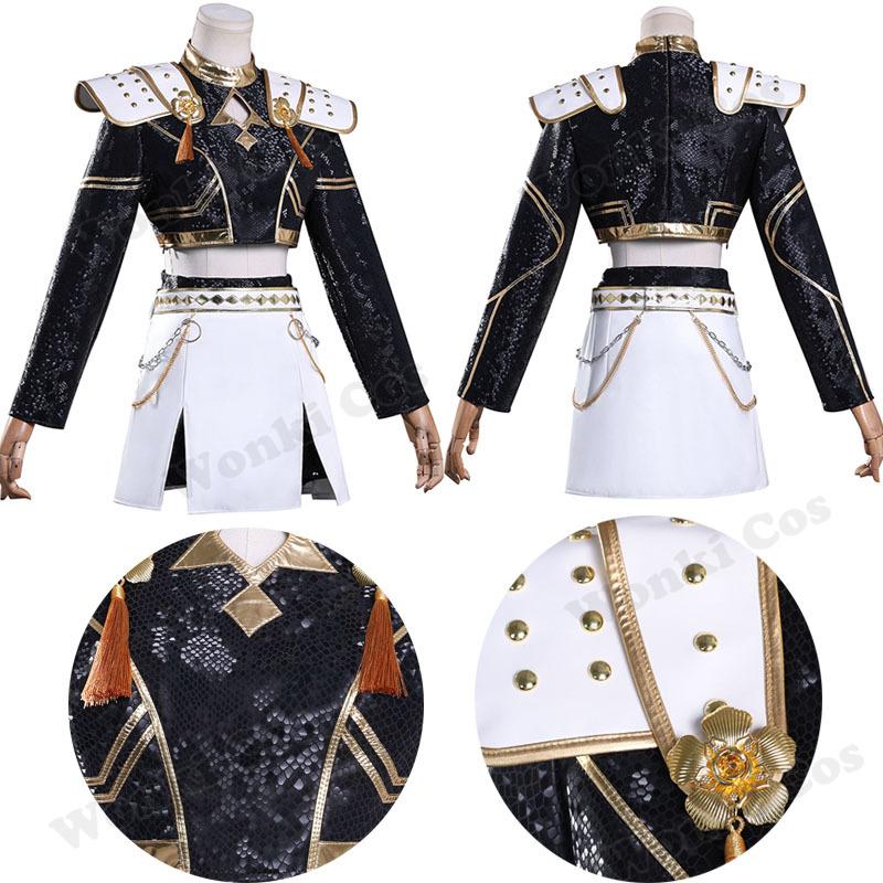 Руми Зои Мира Черные костюмы Косплей костюм Парик Охотник на демонов Ролевая игра K-pop Идол Сценическое выступление Хэллоуин Карнавальные наряды