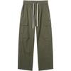 100% cotton workwear outdoor multi bag elastic waist drawstring pure cotton straight leg pants men's casual pants