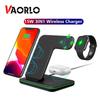 VAORLO Беспроводное зарядное устройство 4в1 для iphone 12 12pro 12mini, 15 Вт, быстрая зарядка с RGB-подсветкой для iphone 13 13pro 13mini, док-станция для телефона