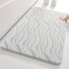 Thickened Solid Color Bathroom Absorbent Floor Mat with Wave Pattern for Household Use, Anti Slip Door Mat for Bathroom, Toilet Door Mat