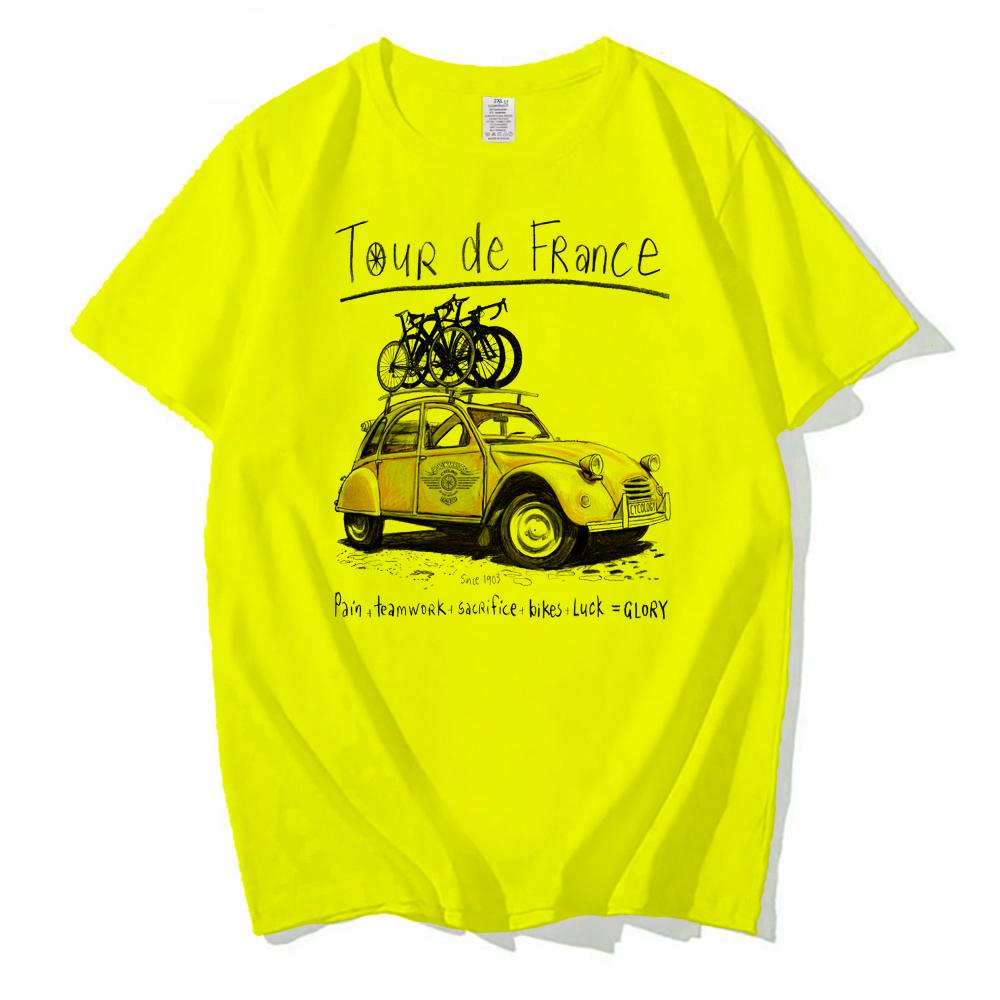 Summer Round Neck 3D Tour De France Print Top Fashionable Casual Short Sleeved Men's T-shirts