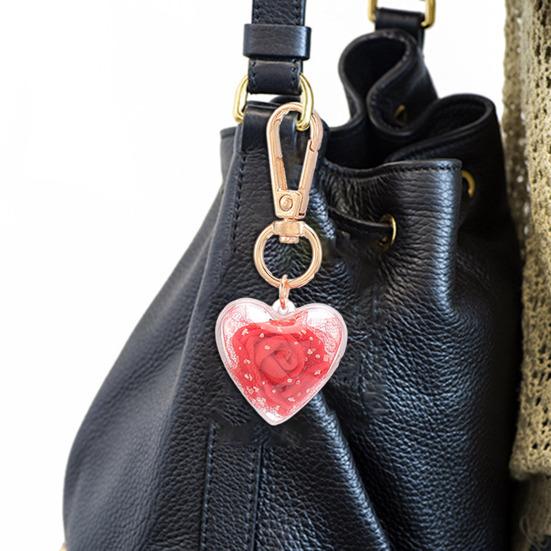 Брелок-подвеска, декор в форме розы, в форме сердца, вечный цветок, зажим из нержавеющей стали, украшение для сумки, кулон, брелок, кулон