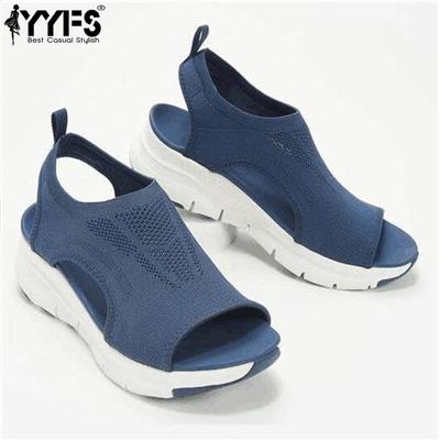 Осенние женские повседневные модные сандалии на низком каблуке с рыбьим носком - Большой размер Спортивные