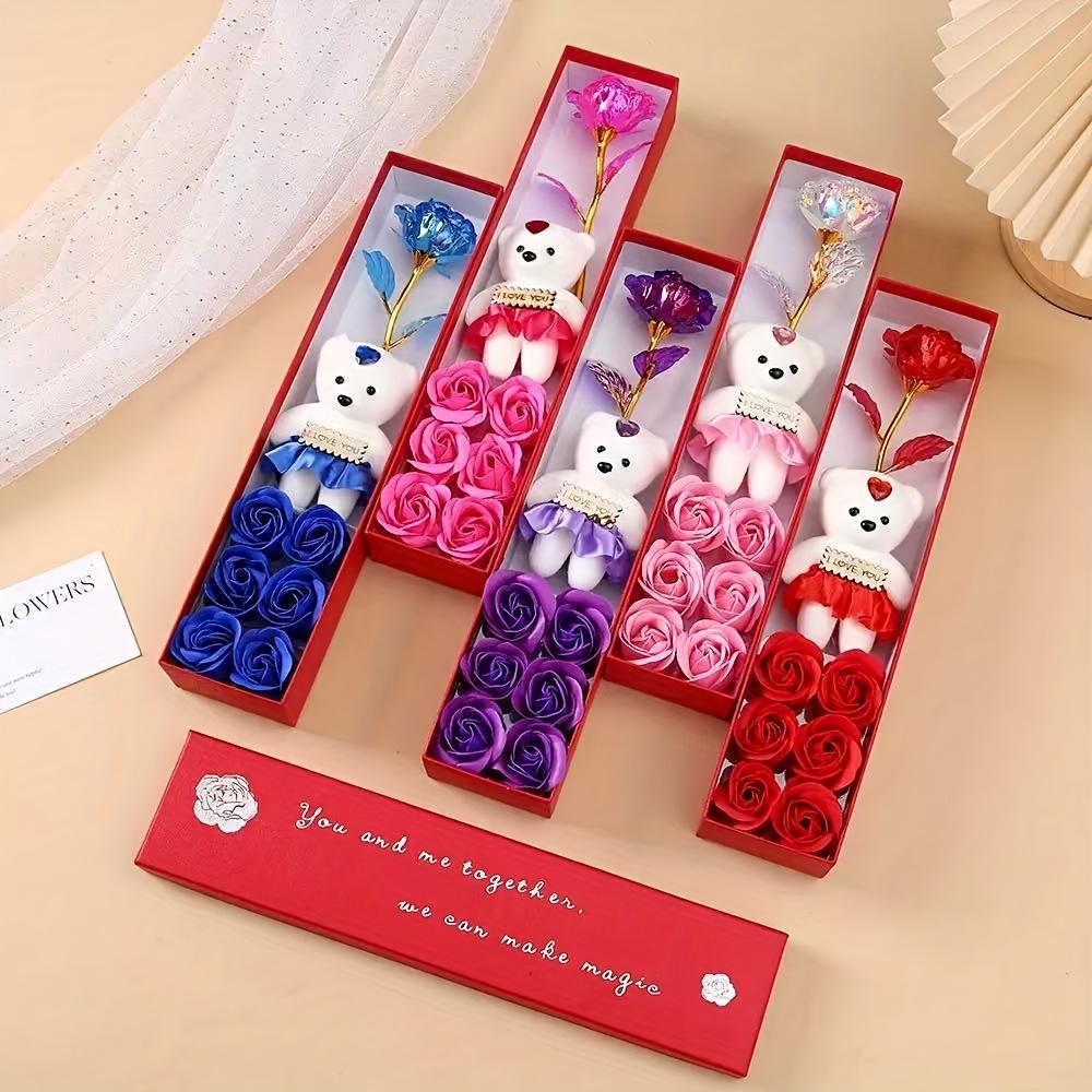 Creative Gift Box with Plush Bear And Artificial Roses - Ideal for Weddings, Birthdays, And Special Occasions, Romantic Gift Box|Playful Design