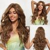 Synthetic Long Wavy Curly Ombre Blonde Color Wig Hair with Side Bang for Women Ladies Heat Resistant Party Daily Hair