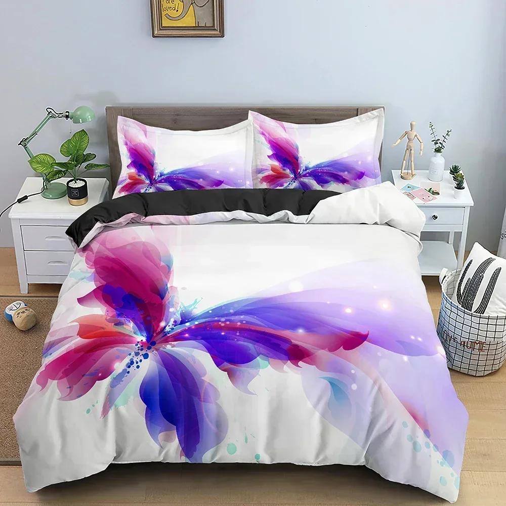 New 3D Print Butterfly Comfortable Duvet Quilt Cover Pillowcase Bedding Set Children Bedroom Decoration Home Textile