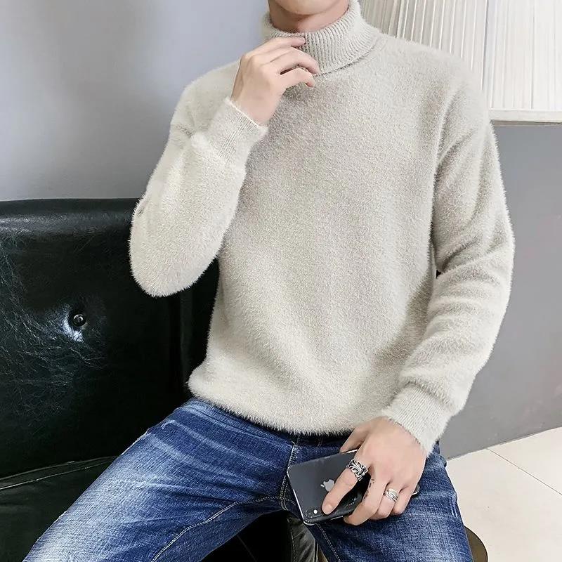 Водолазка осень-зима антинорковый бархат однотонный низ рубашки утолщение Tide Brand вязаный свитер дикий кардиган мужской теплый пуловер