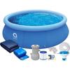 Piscine - Piscine Gonflable - 244x63 Cm - Bleu - Filtres Et Pompe Inclus