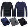 Men Fall Winter Shirt Thickened Plush Warm Soft O Neck Elastic Long Sleeve Solid Color Pullover Plus Size Daily Bottoming Top Underwear