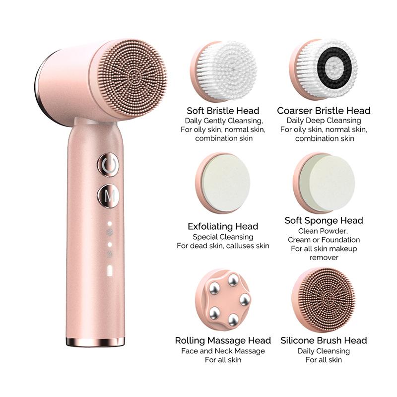 IPX6 Waterproof Electric Cleansing Brush 6 In1 Sonic Rotating Deep Cleansing Brush Remove Acne Pore Skin Rejuvenation Beauty