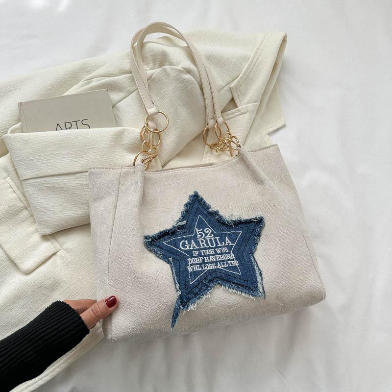 Trendy Simple Women's Shoulder Bag Spacious Tote Bag In Black White Brown Colors