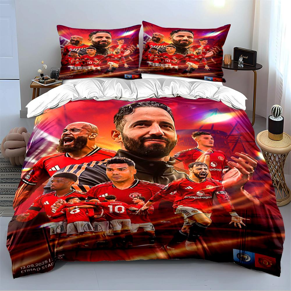 Football Players & Stadium Themed Bedding Set Bedding set (1 duvet cover, 2 pillowcases, duvet not included)
