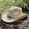 Tibetan beaded sequined straw hat outer travel sun protection visor hat men and women spring and summer mountaineering western cowboy hat