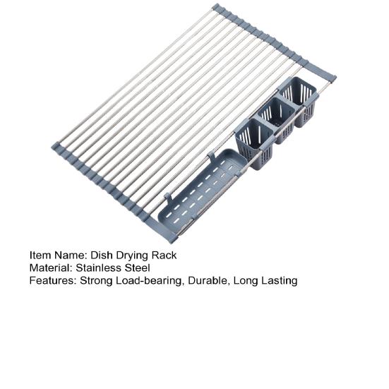 Расширяемая рулонная сушилка для посуды, прочная несущая, нержавеющая, регулируемая по длине раковина